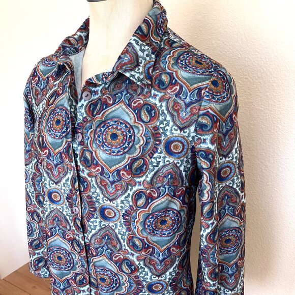 Retro Paisley Abstract Shirt - David Paul New York - Size XLarge - Picture 3 of 8